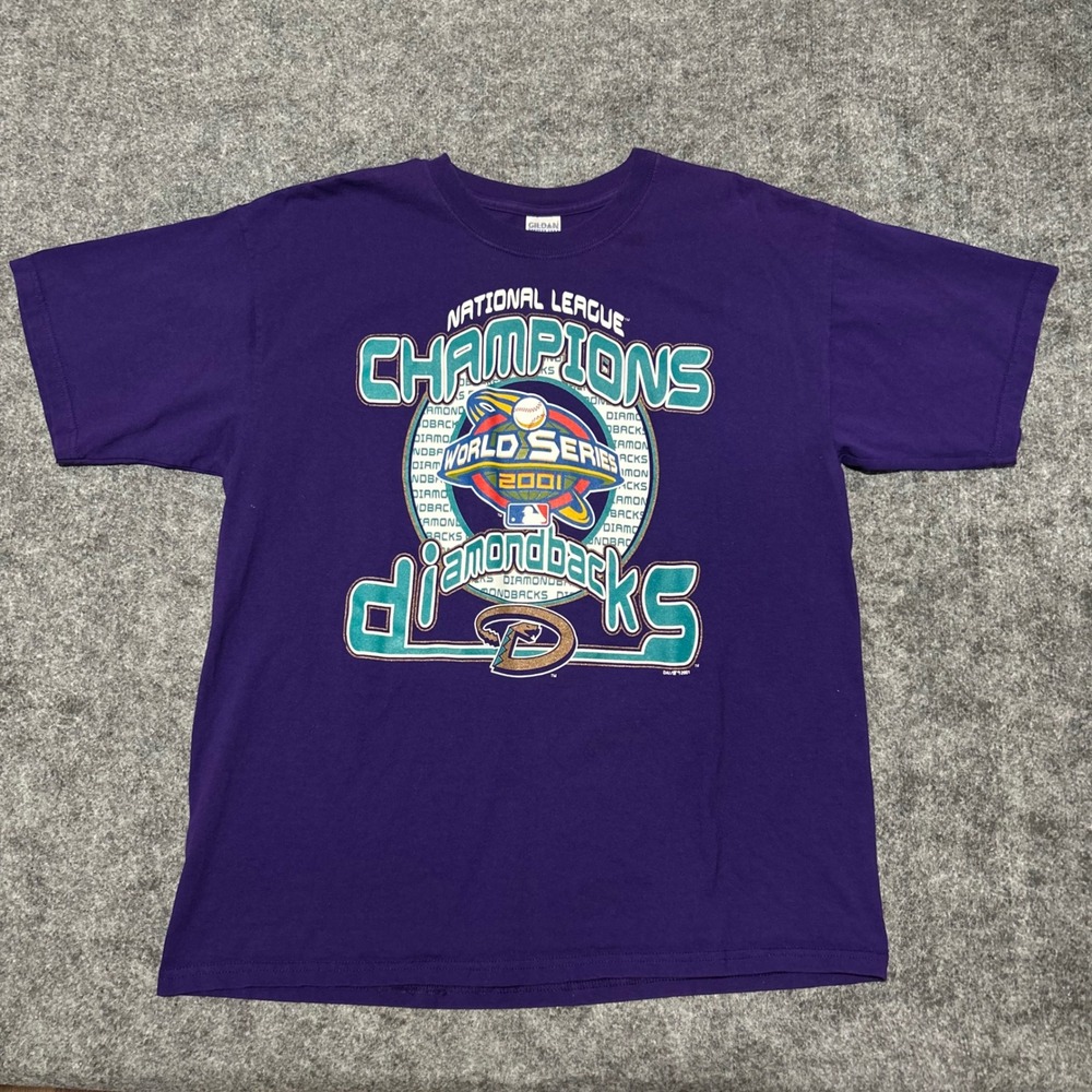 Vintage 2001 Arizona Diamondbacks World Series Champions Shirt Purple XL Y2K